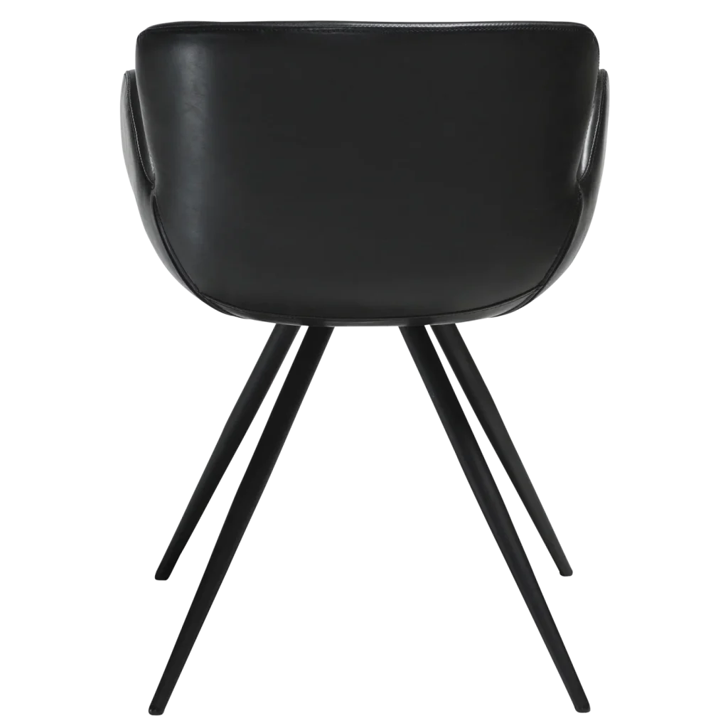 Gaia Chair Vintage Black Art Leather With Black Conical Metal Legs 100200100 04 Back