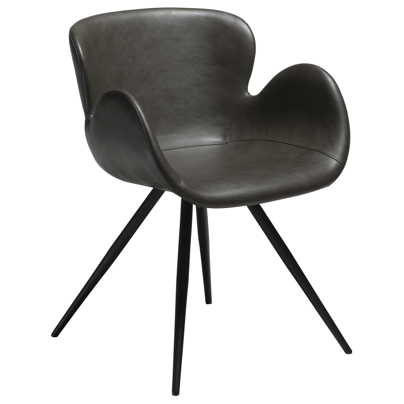 Gaia Chair Vintage Grey Art Leather With Black Conical Metal Legs 100200120 01 Main