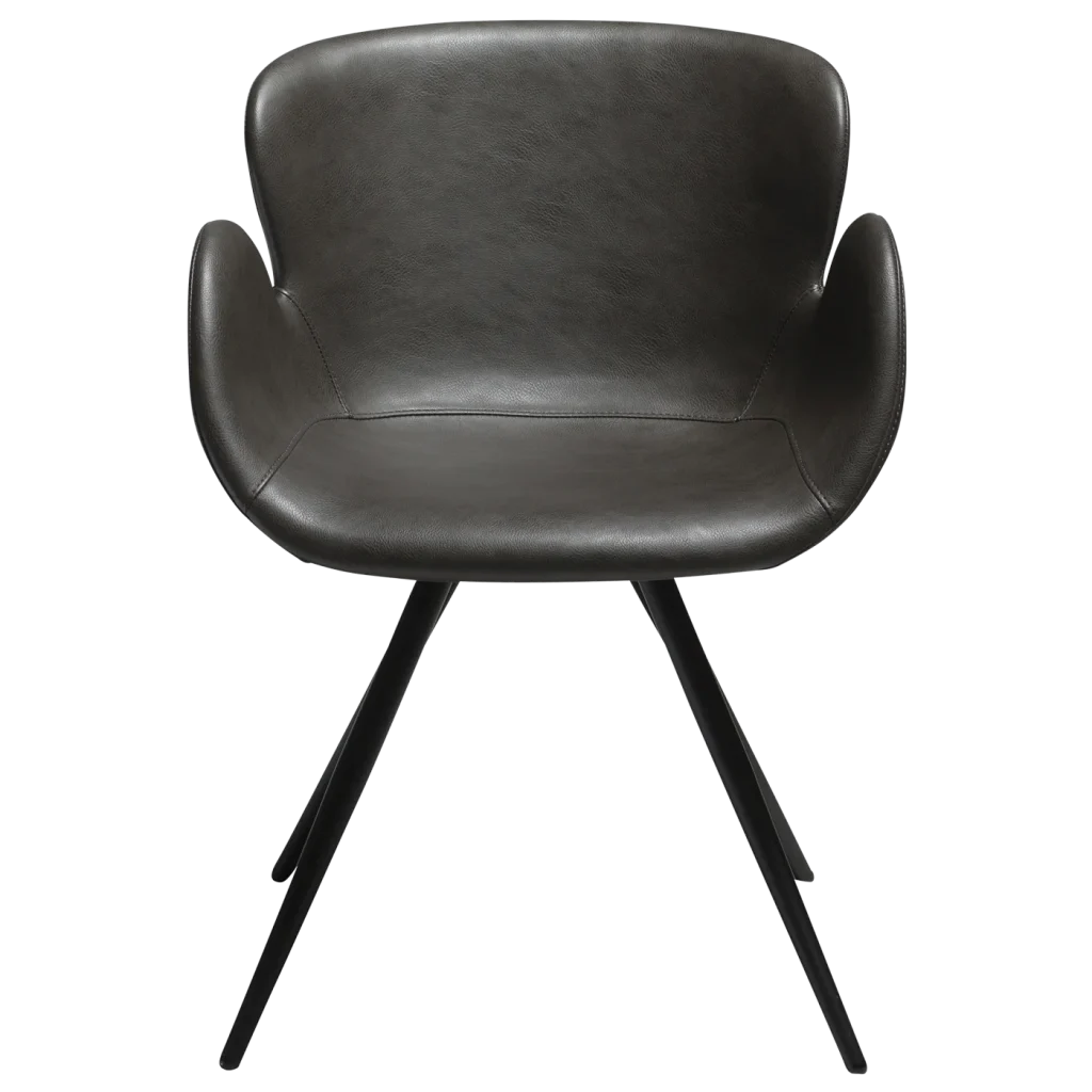 Gaia Chair Vintage Grey Art Leather With Black Conical Metal Legs 100200120 02 Front