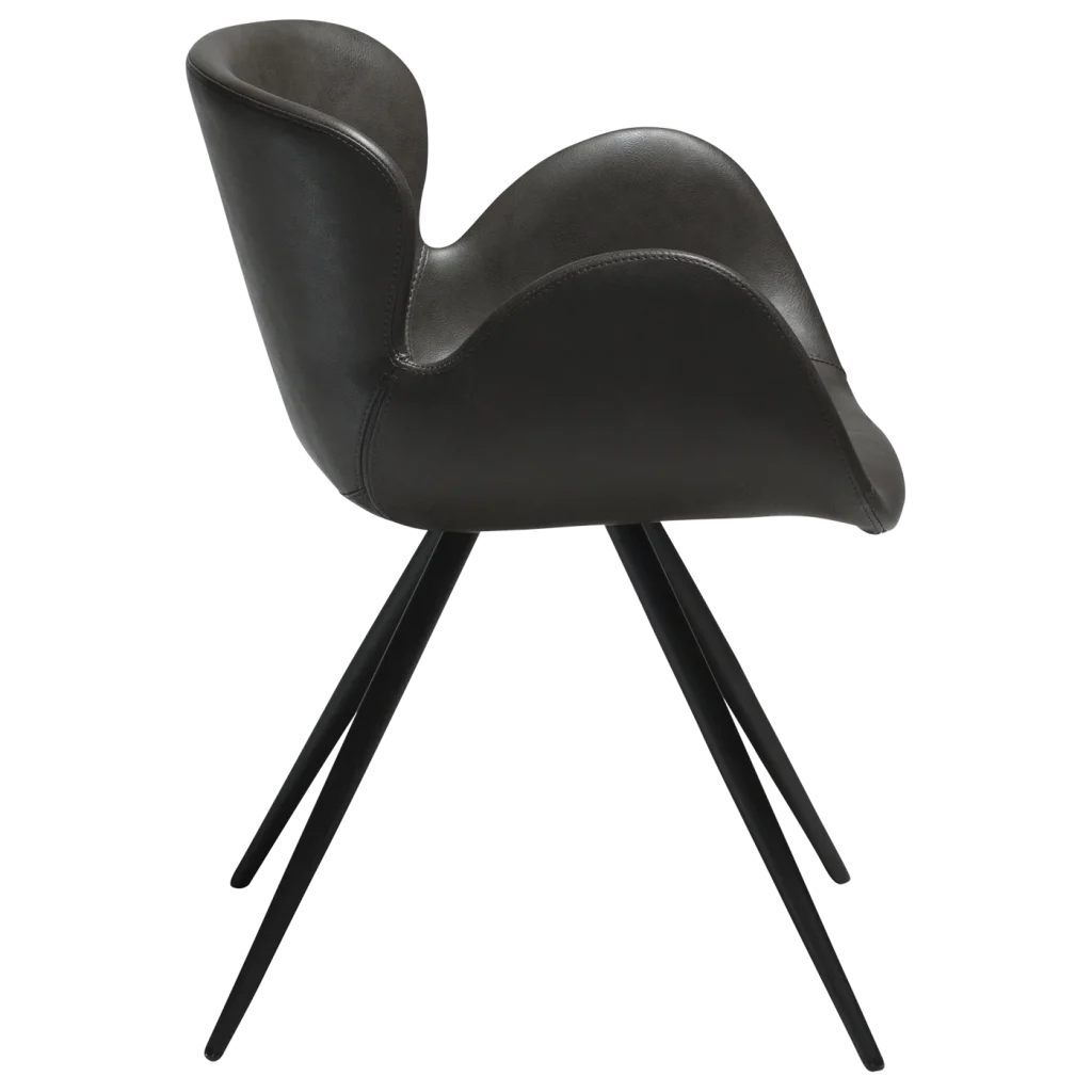 Gaia Chair Vintage Grey Art Leather With Black Conical Metal Legs 100200120 03 Profile