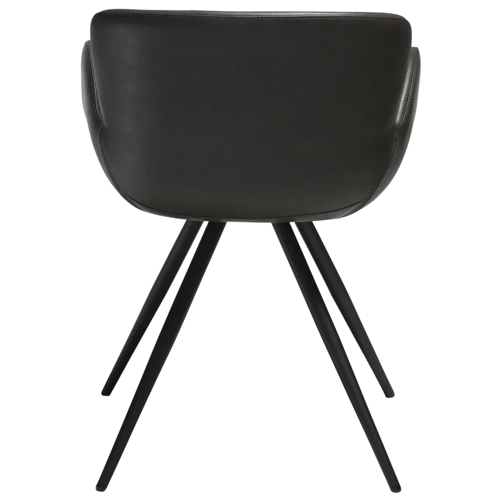 Gaia Chair Vintage Grey Art Leather With Black Conical Metal Legs 100200120 04 Back