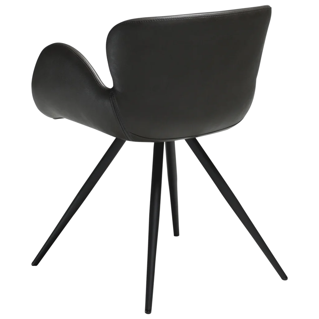 Gaia Chair Vintage Grey Art Leather With Black Conical Metal Legs 100200120 05 Back Angle