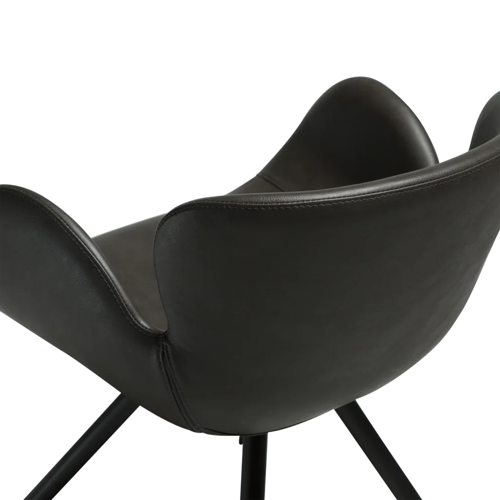 Gaia Chair Vintage Grey Art Leather With Black Conical Metal Legs 100200120 06 Detail1