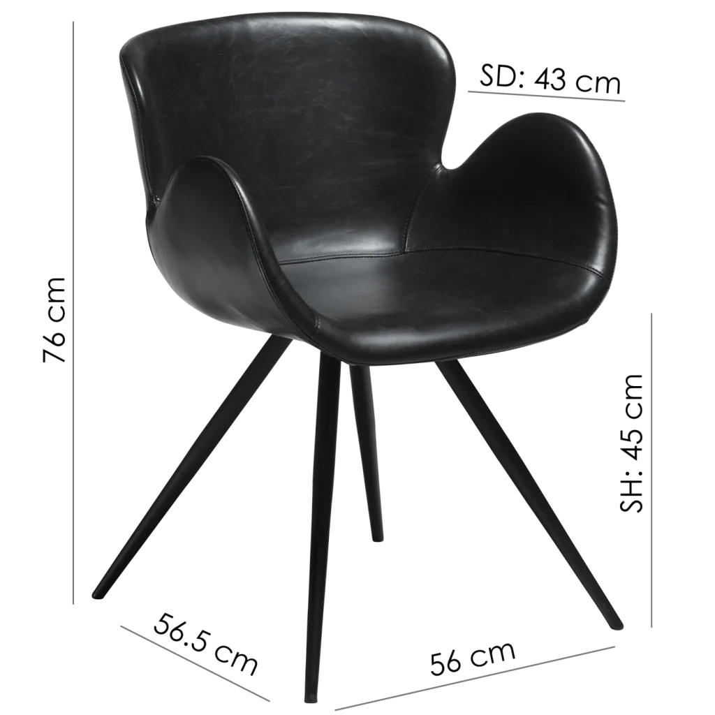 Gaia Chair Vintage Grey Art Leather With Black Conical Metal Legs 100200120 15 Measurements