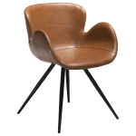 Gaia Chair Vintage Light Brown Art Leather With Black Conical Metal Legs 100220110 01 Main