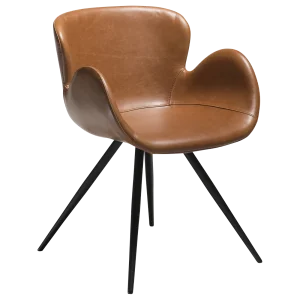 Gaia Chair Vintage Light Brown Art Leather With Black Conical Metal Legs 100220110 01 Main