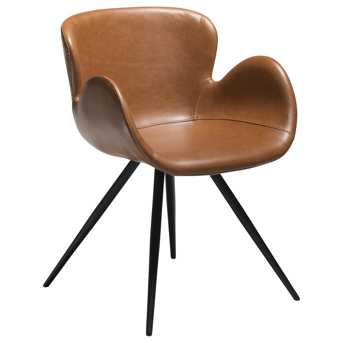 Gaia Chair Vintage Light Brown Art Leather With Black Conical Metal Legs 100220110 01 Main