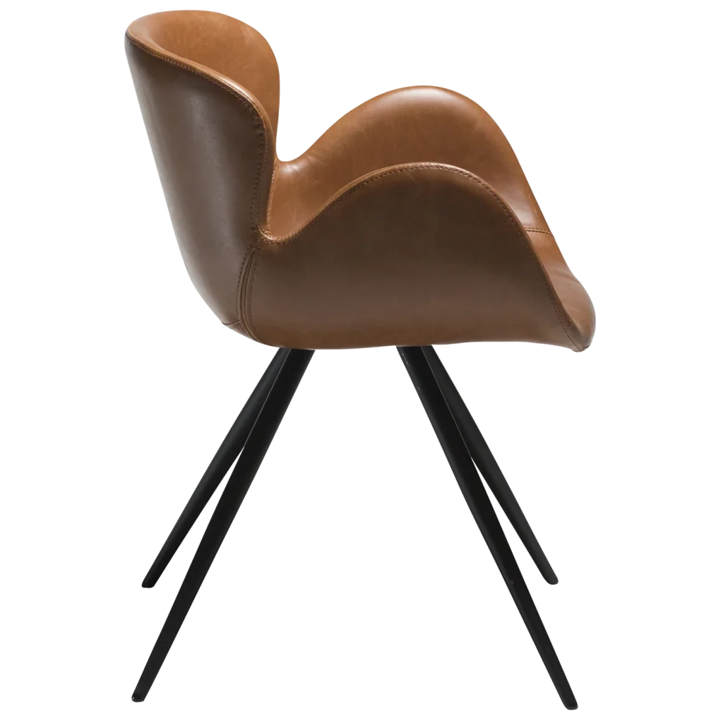 Gaia Chair Vintage Light Brown Art Leather With Black Conical Metal Legs 100220110 03 Profile