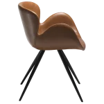Gaia Chair Vintage Light Brown Art Leather With Black Conical Metal Legs 100220110 03 Profile