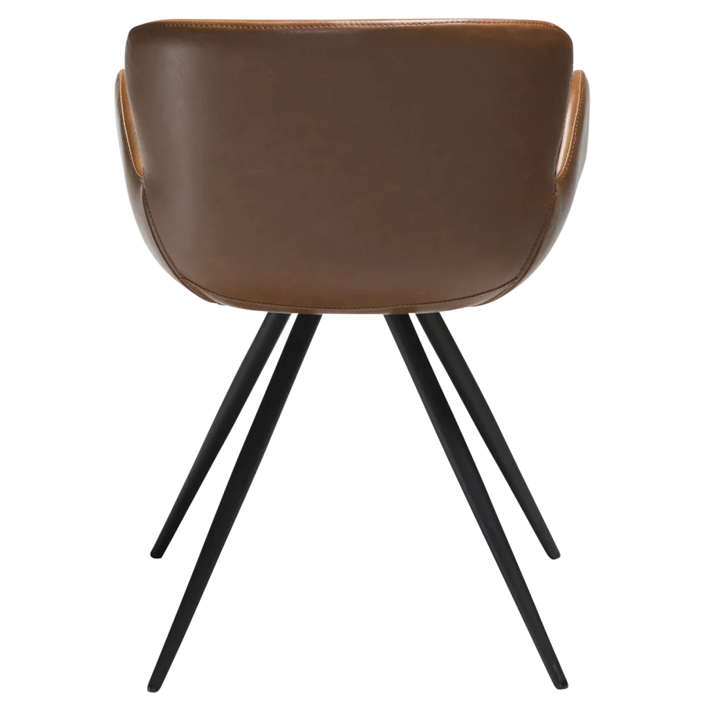 Gaia Chair Vintage Light Brown Art Leather With Black Conical Metal Legs 100220110 04 Back