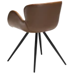 Gaia Chair Vintage Light Brown Art Leather With Black Conical Metal Legs 100220110 05 Back Angle