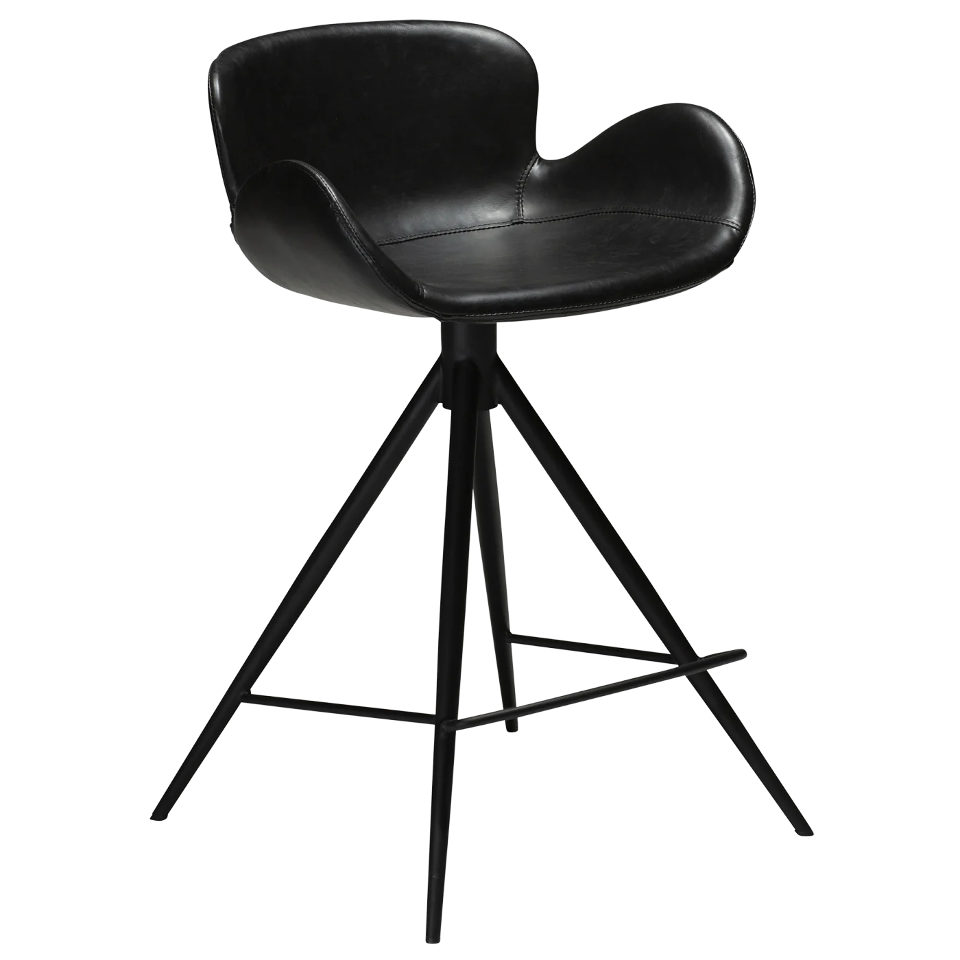 Gaia Counter Stool Vintage Black Art Leather With Black Conical Metal Legs 200200210 01 Main