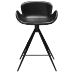 Gaia Counter Stool Vintage Black Art Leather With Black Conical Metal Legs 200200210 02 Front