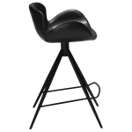 Gaia Counter Stool Vintage Black Art Leather With Black Conical Metal Legs 200200210 03 Profile