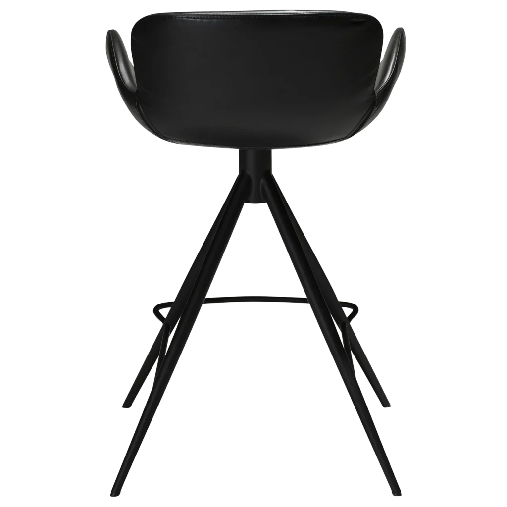 Gaia Counter Stool Vintage Black Art Leather With Black Conical Metal Legs 200200210 04 Back