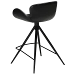 Gaia Counter Stool Vintage Black Art Leather With Black Conical Metal Legs 200200210 05 Back Angle