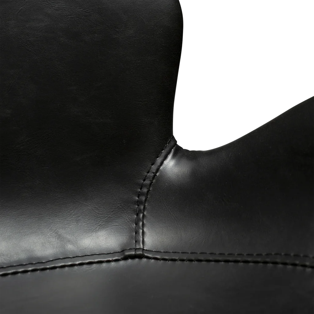 Gaia Counter Stool Vintage Black Art Leather With Black Conical Metal Legs 200200210 06 Detail1