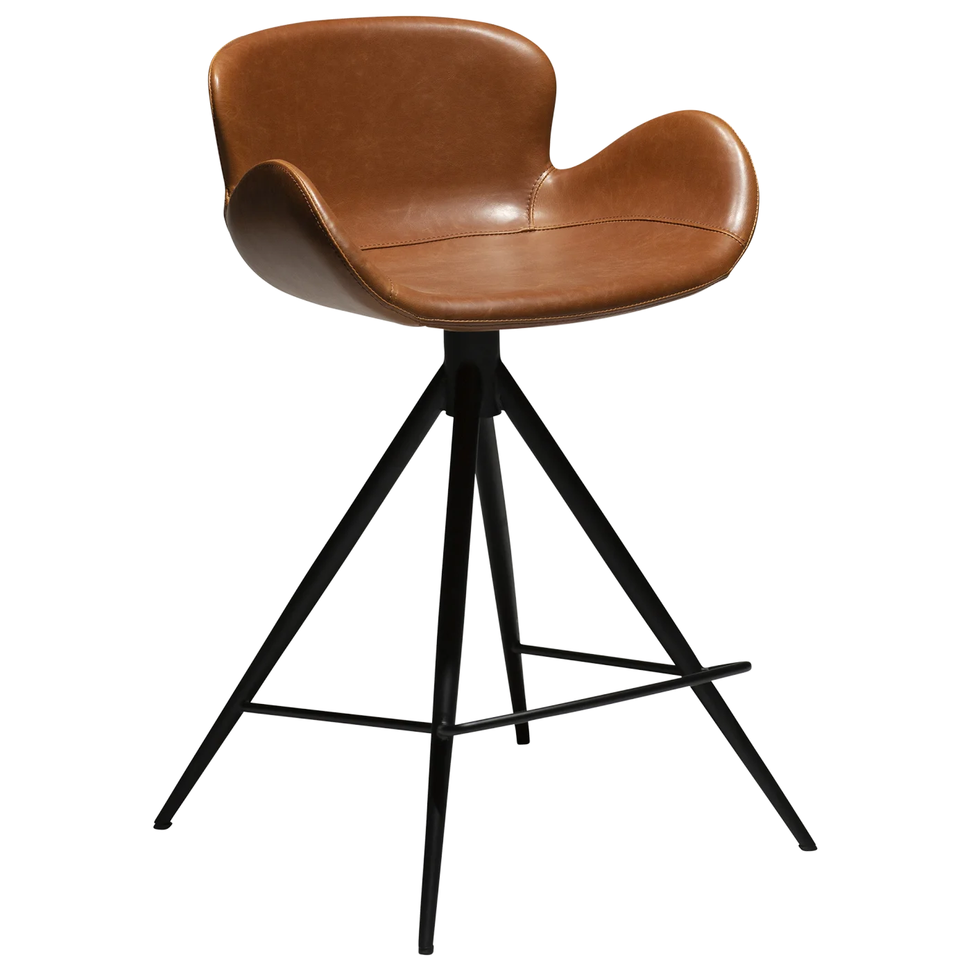 Gaia Counter Stool Vintage Light Brown Art Leather With Black Conical Metal Legs 200200220 01 Main