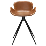Gaia Counter Stool Vintage Light Brown Art Leather With Black Conical Metal Legs 200200220 02 Front