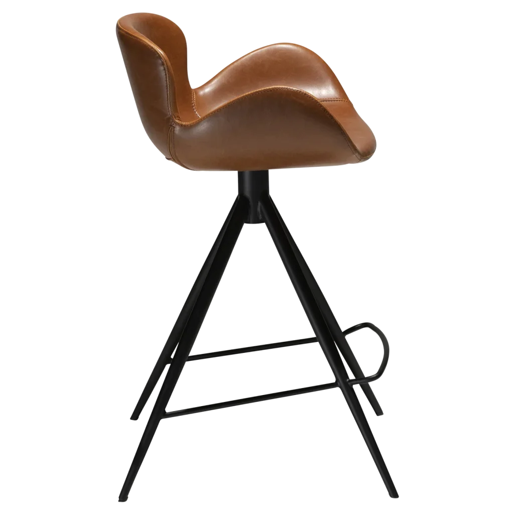 Gaia Counter Stool Vintage Light Brown Art Leather With Black Conical Metal Legs 200200220 03 Profile