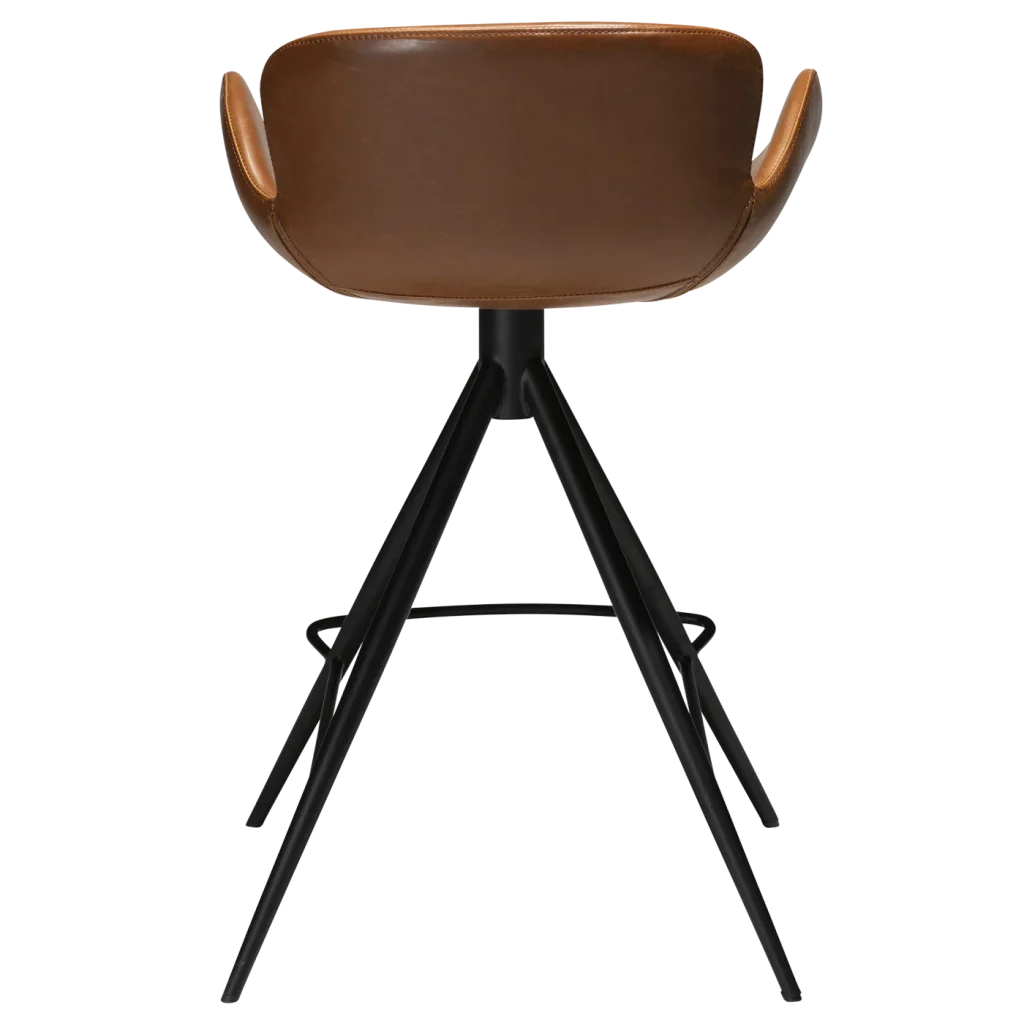 Gaia Counter Stool Vintage Light Brown Art Leather With Black Conical Metal Legs 200200220 04 Back