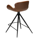 Gaia Counter Stool Vintage Light Brown Art Leather With Black Conical Metal Legs 200200220 05 Back Angle
