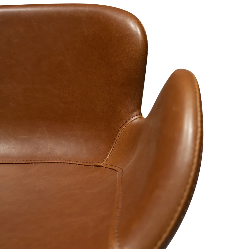 Gaia Counter Stool Vintage Light Brown Art Leather With Black Conical Metal Legs 200200220 07 Detail2