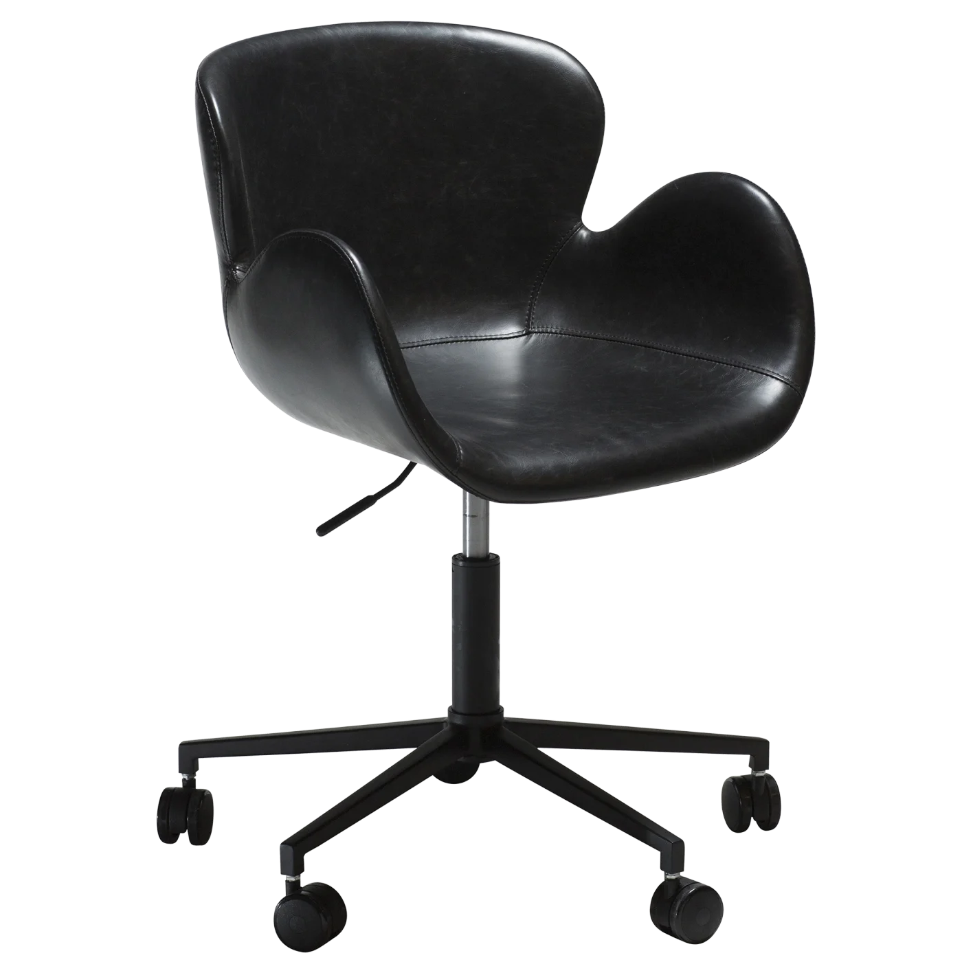 Gaia Office Chair Vintage Black Art Leaher With Black Base With Wheels 100200200 01 Main