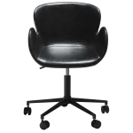 Gaia Office Chair Vintage Black Art Leaher With Black Base With Wheels 100200200 02 Front