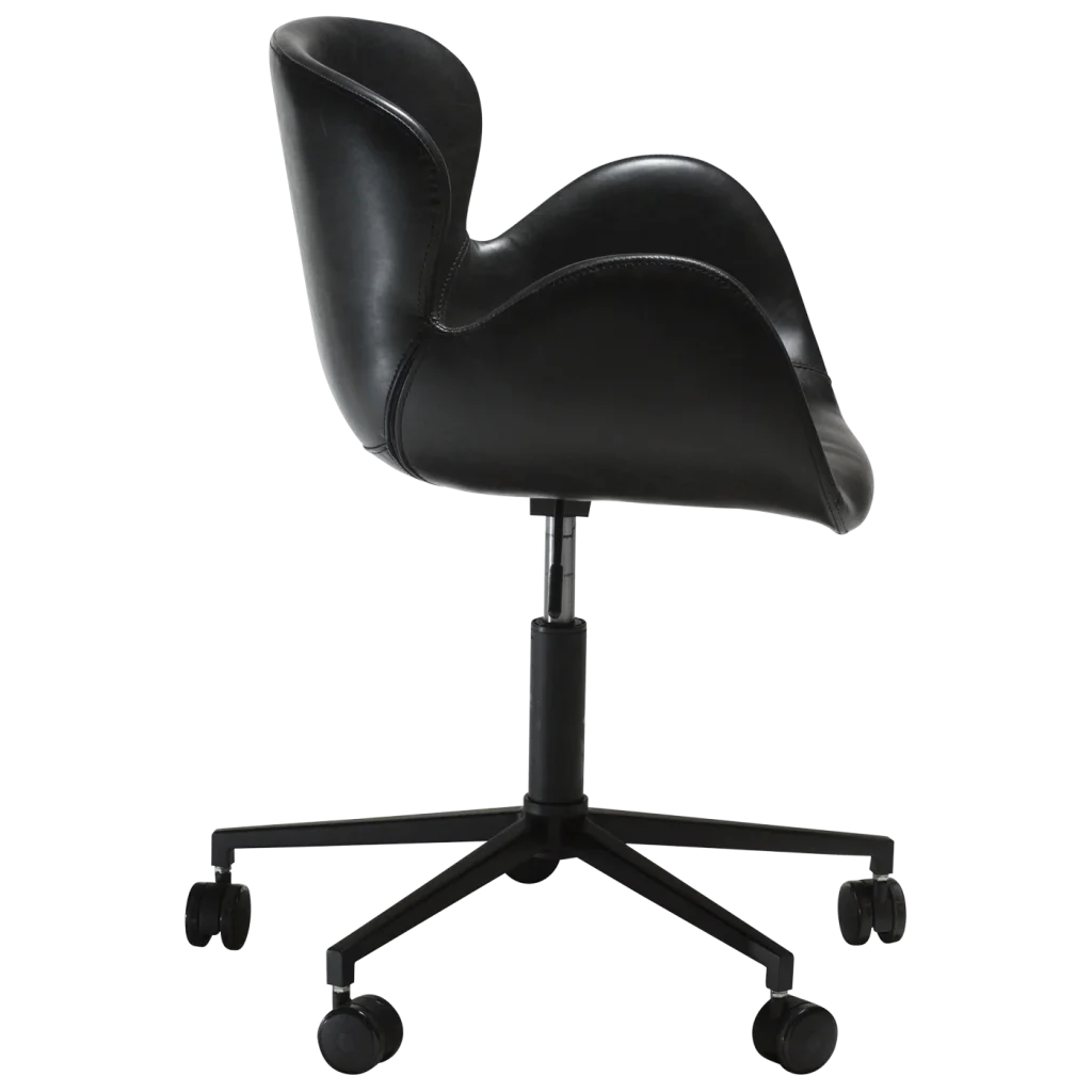 Gaia Office Chair Vintage Black Art Leaher With Black Base With Wheels 100200200 03 Profile