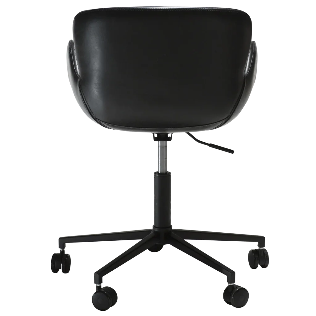 Gaia Office Chair Vintage Black Art Leaher With Black Base With Wheels 100200200 04 Back