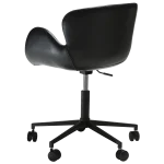 Gaia Office Chair Vintage Black Art Leaher With Black Base With Wheels 100200200 05 Back Angle