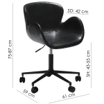 Gaia Office Chair Vintage Black Art Leaher With Black Base With Wheels 100200200 15 Measurements