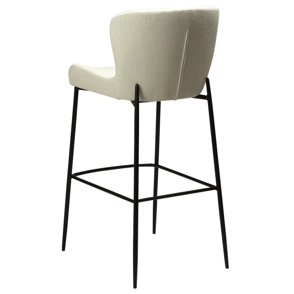 Glam Bar Stool Simply Beige Boucle Fabric With Black Metal Legs 200206106 05 Back Angle