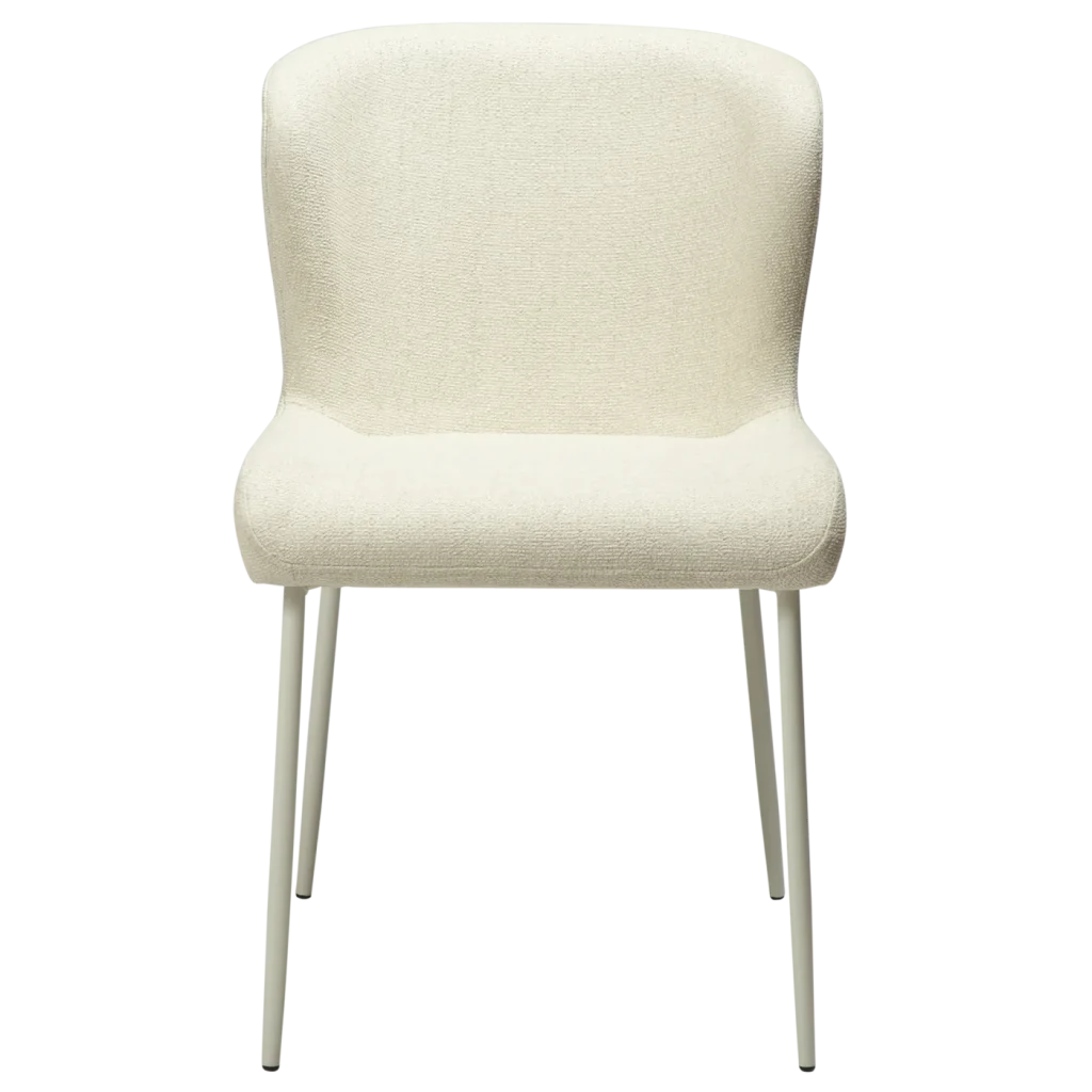 Glam Chair Bone White Boucle Fabric With Bone White Metal Legs 100206111 02 Front