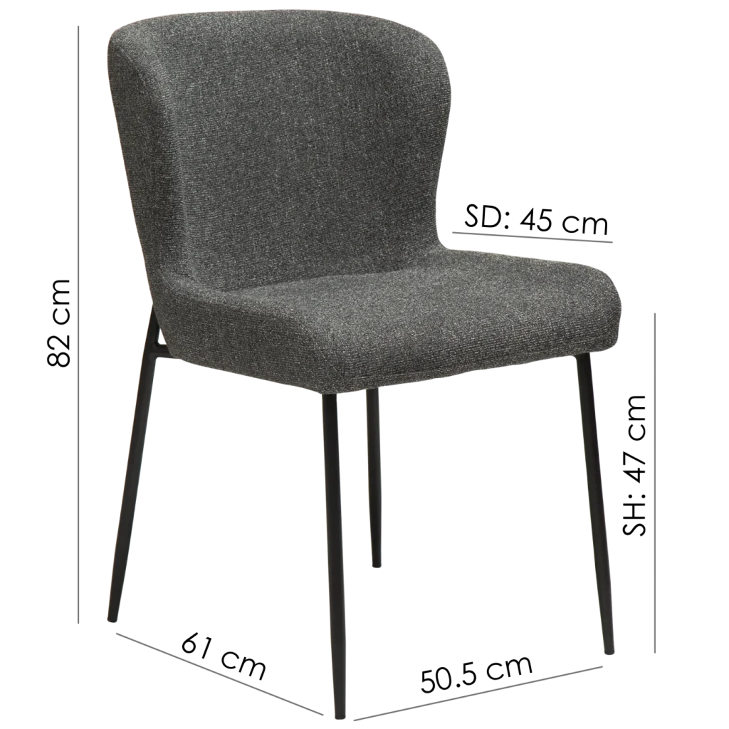 Glam Chair Cashmere Boucle Fabric With Black Metal Legs 100206108 09 Measurements