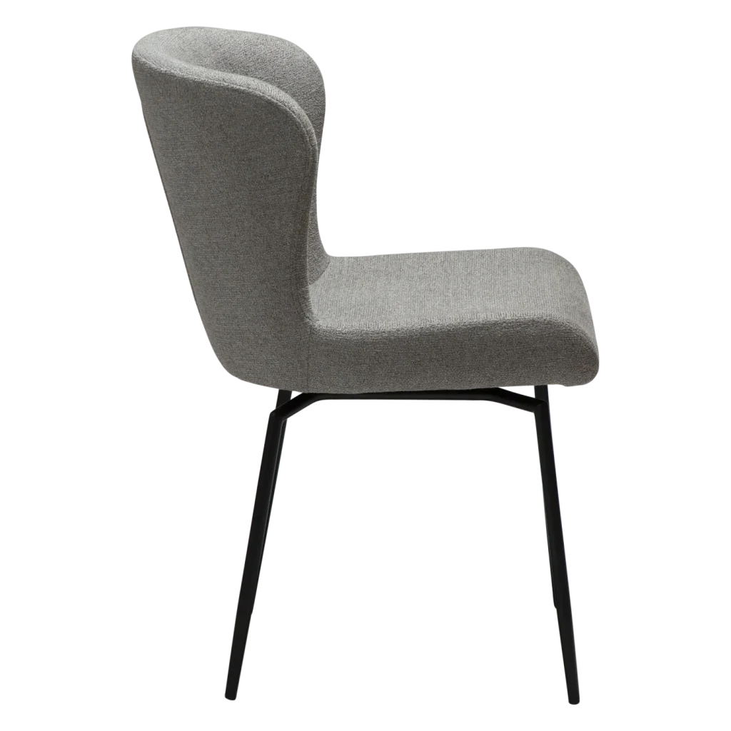 GLAM CHAIR Pebble Earth Boucle Fabric W. Black Swivel Legs 100208305 03 Profile