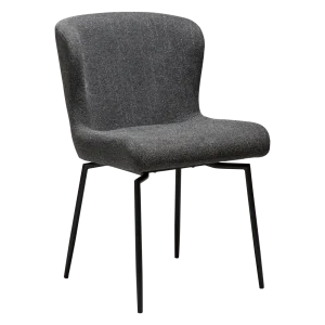 GLAM CHAIR Pebble Grey Boucle Fabric W. Black Swivel Legs 100208302 01 Main