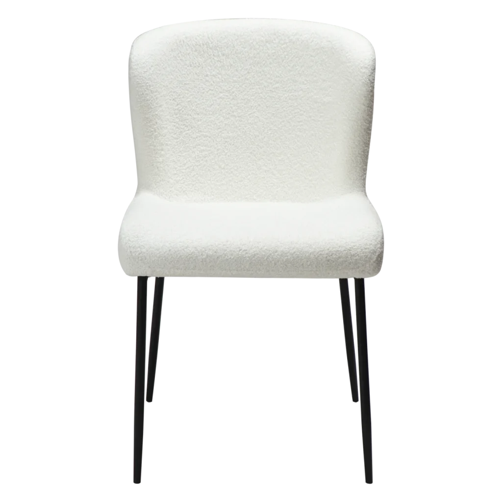 Glam Chair Snow Rpes Boucle Fabric With Black Metal Legs 100206115 02 Front