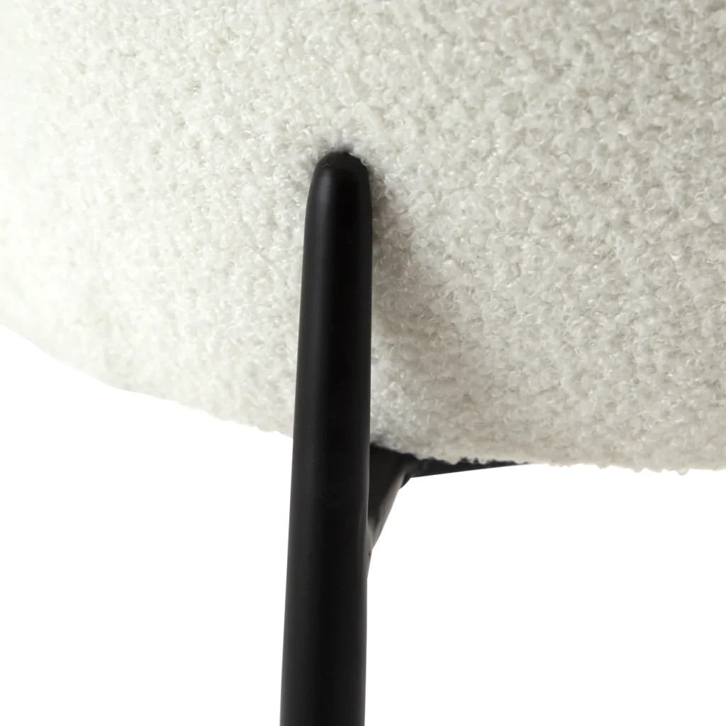 Glam Chair Snow Rpes Boucle Fabric With Black Metal Legs 100206115 06 Detail1