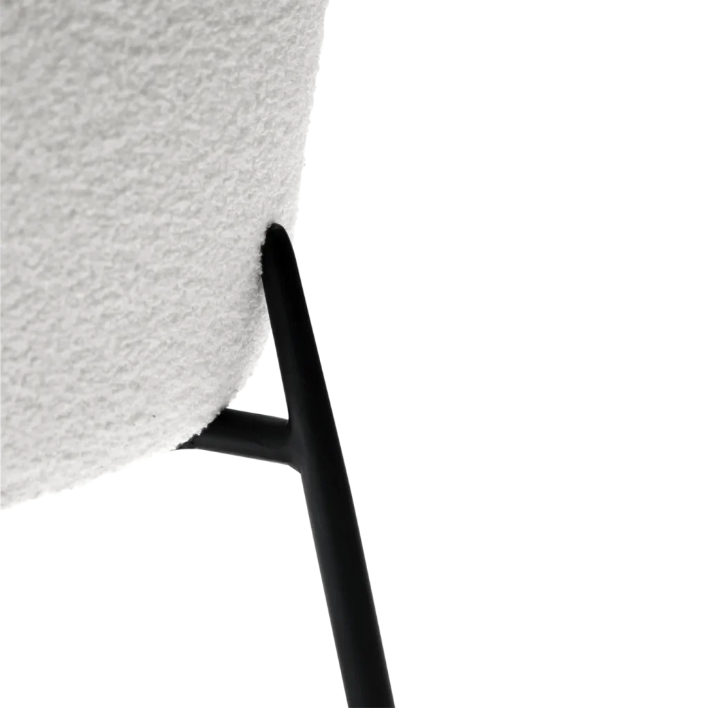 Glam Chair Snow Rpes Boucle Fabric With Black Metal Legs 100206115 10 Detail5