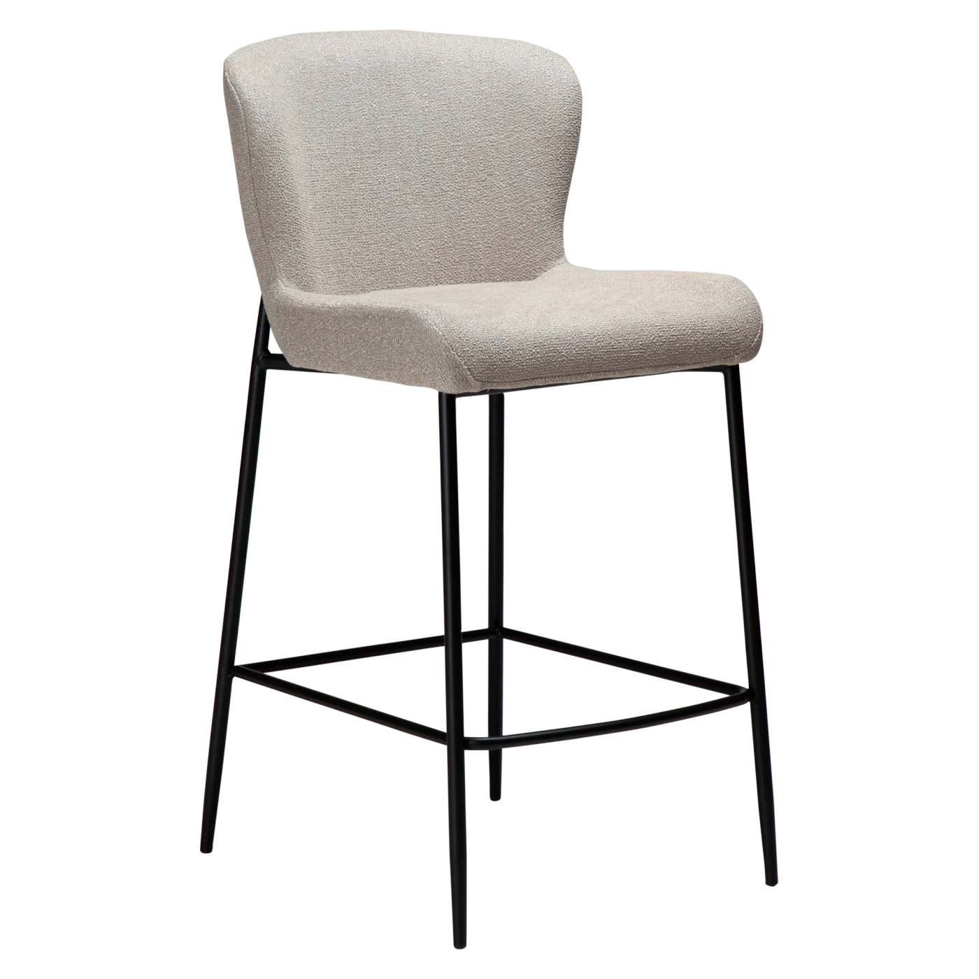 GLAM COUNTER STOOL Cashmere Boucle Fabric W. Black Metal Legs 300206109 01 Main