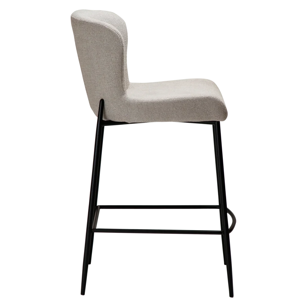 GLAM COUNTER STOOL Cashmere Boucle Fabric W. Black Metal Legs 300206109 03 Profile