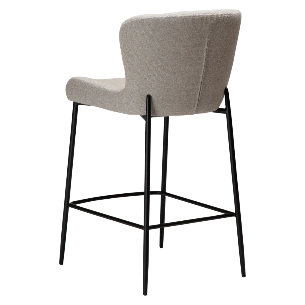 GLAM COUNTER STOOL Cashmere Boucle Fabric W. Black Metal Legs 300206109 05 Back Angle
