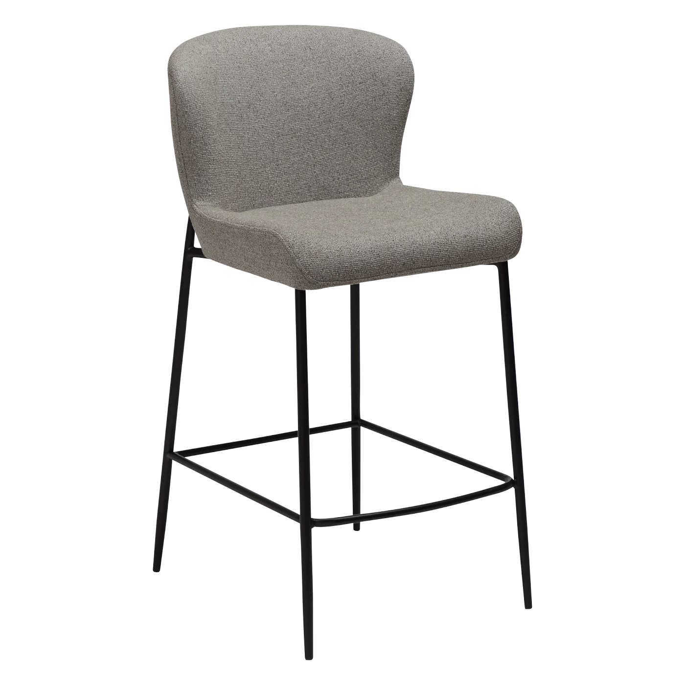 GLAM COUNTER STOOL Pebble Earth Boucle Fabric W. Black Metal Legs 300206105 01 Main