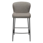 GLAM COUNTER STOOL Pebble Earth Boucle Fabric W. Black Metal Legs 300206105 02 Front