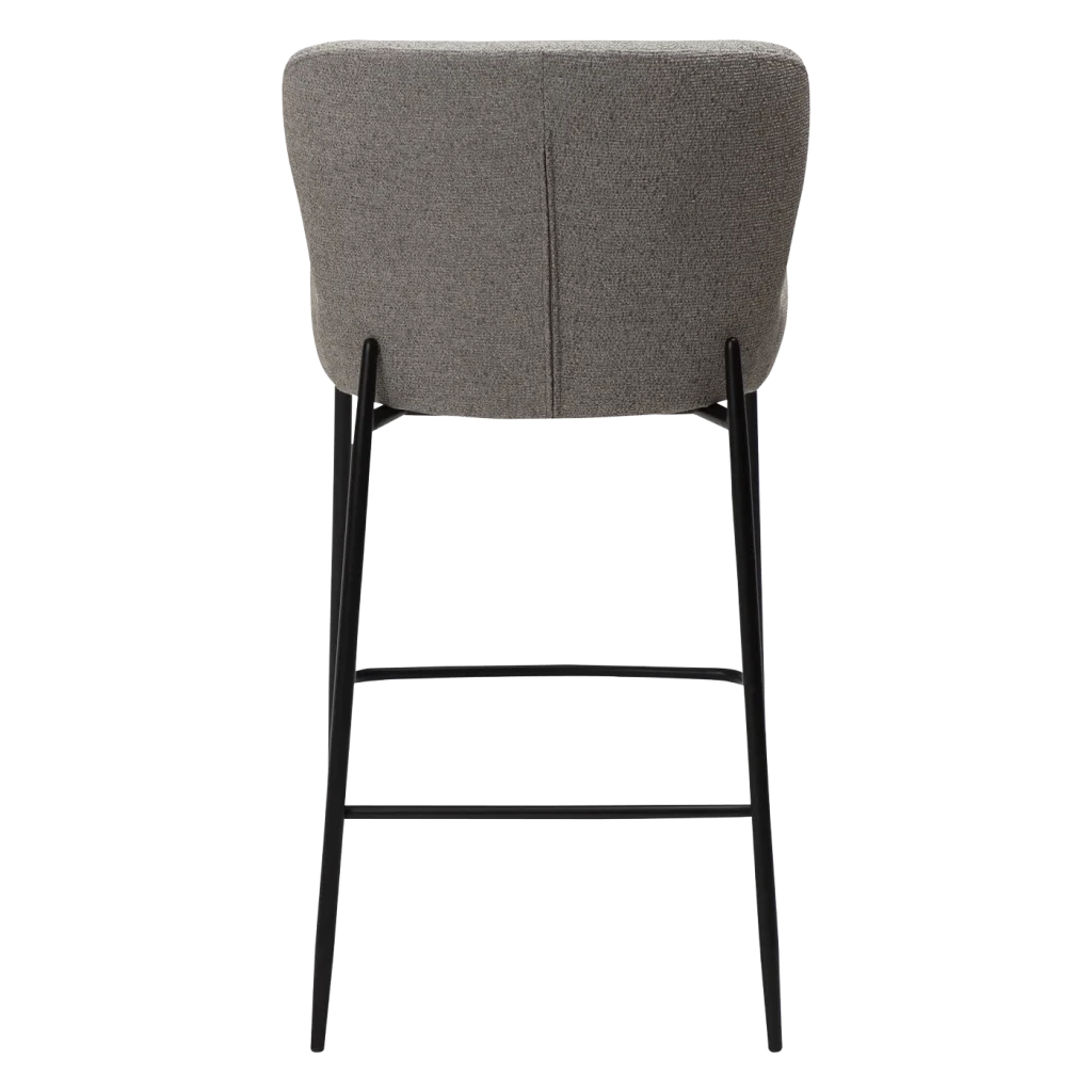 GLAM COUNTER STOOL Pebble Earth Boucle Fabric W. Black Metal Legs 300206105 04 Back