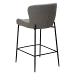 GLAM COUNTER STOOL Pebble Earth Boucle Fabric W. Black Metal Legs 300206105 05 Back Angle