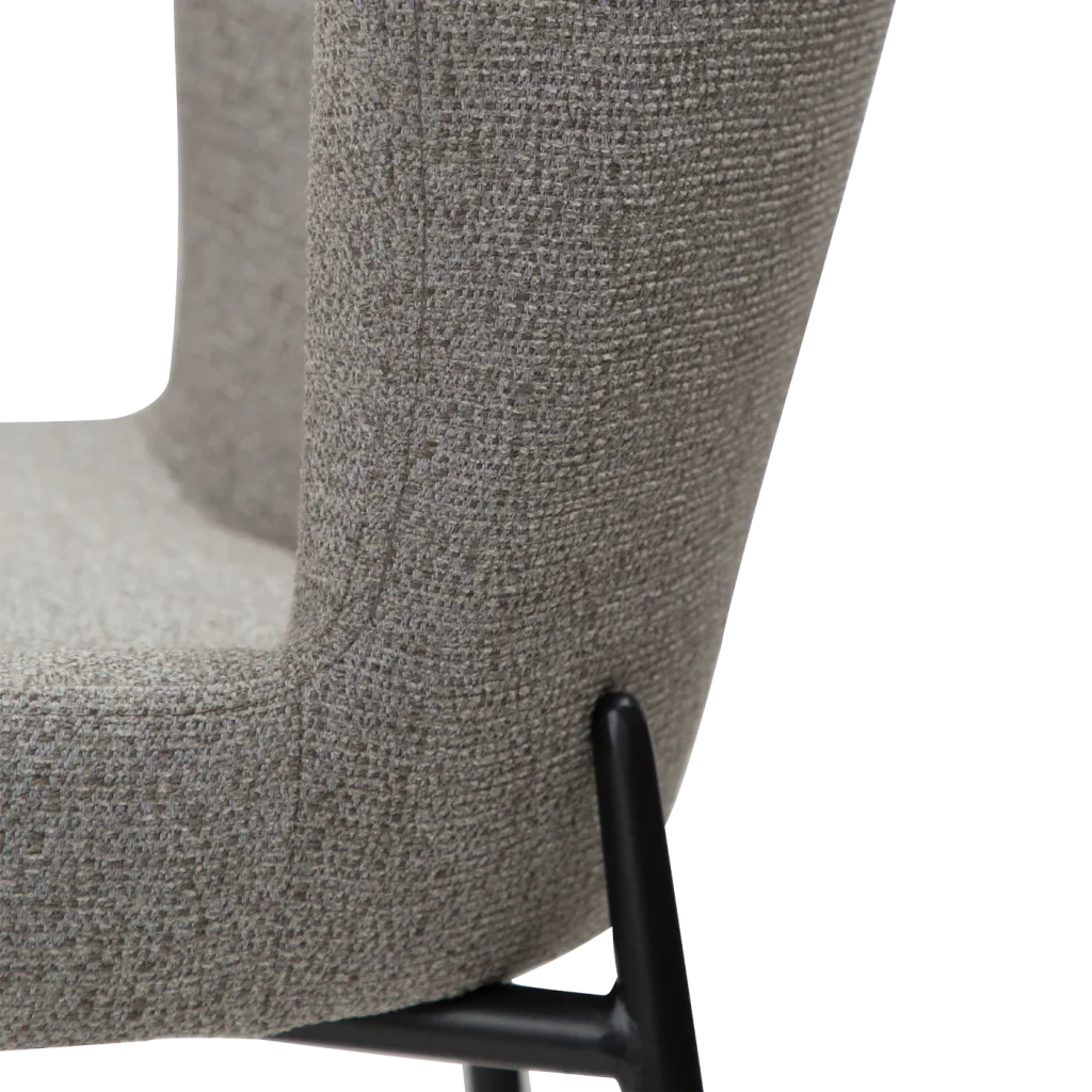 GLAM COUNTER STOOL Pebble Earth Boucle Fabric W. Black Metal Legs 300206105 06 Detail1