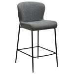 Glam Counter Stool Pebble Grey Boucle Fabric With Black Metal Legs 300206102 01 Main